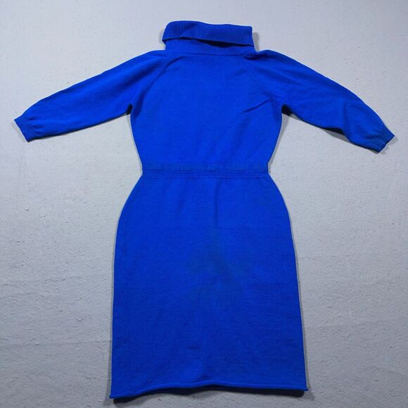 Jerna of Italy Sweater Dress Women Small Blue Wool Turtleneck 70s Minimalist - Picture 10 of 12